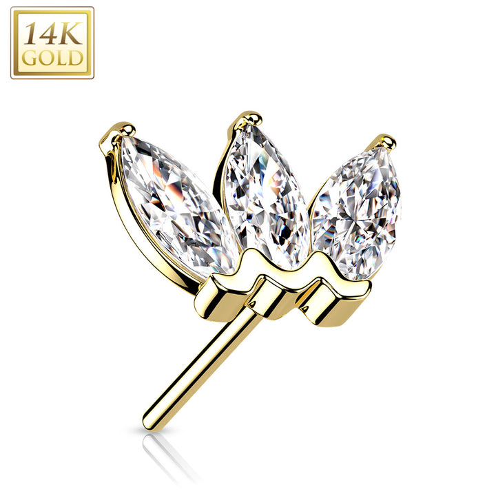 14k Triple Marquise CZ Flat Back