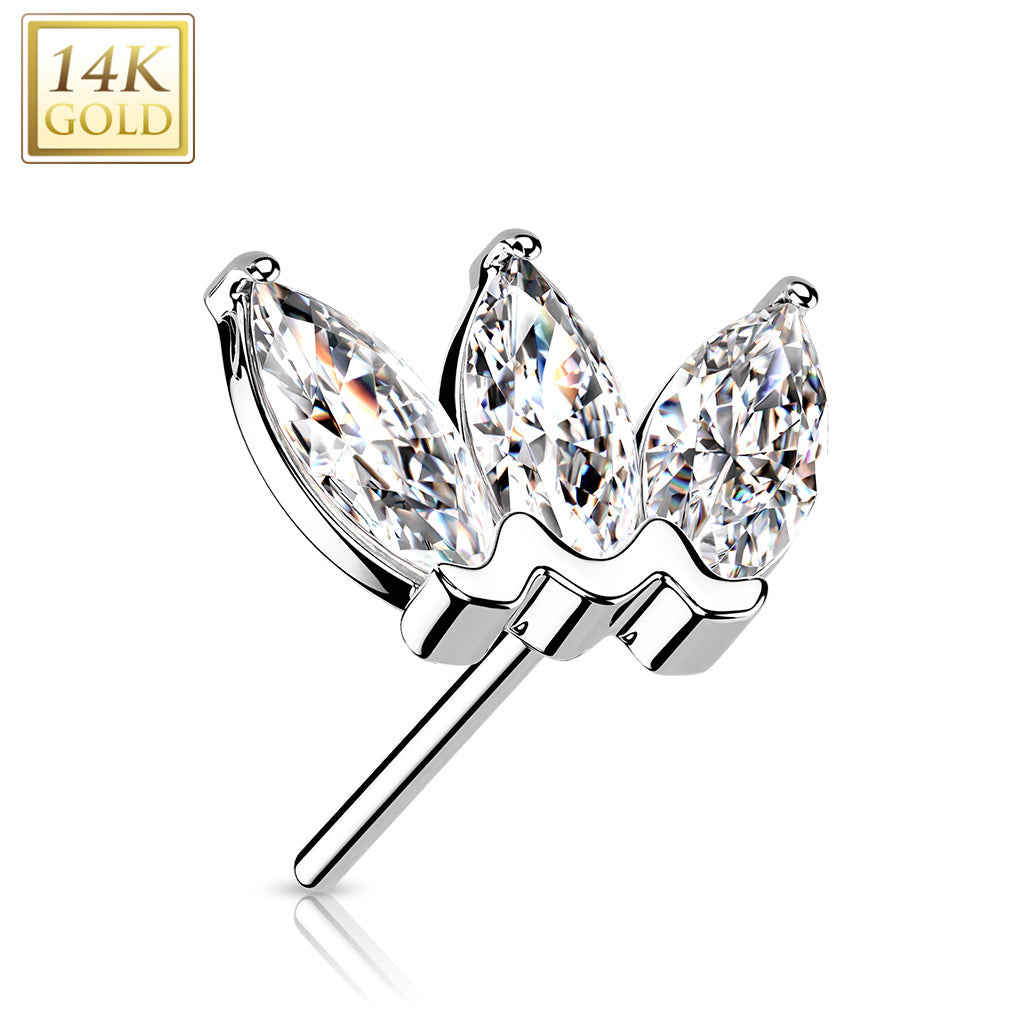 14k Triple Marquise CZ Flat Back