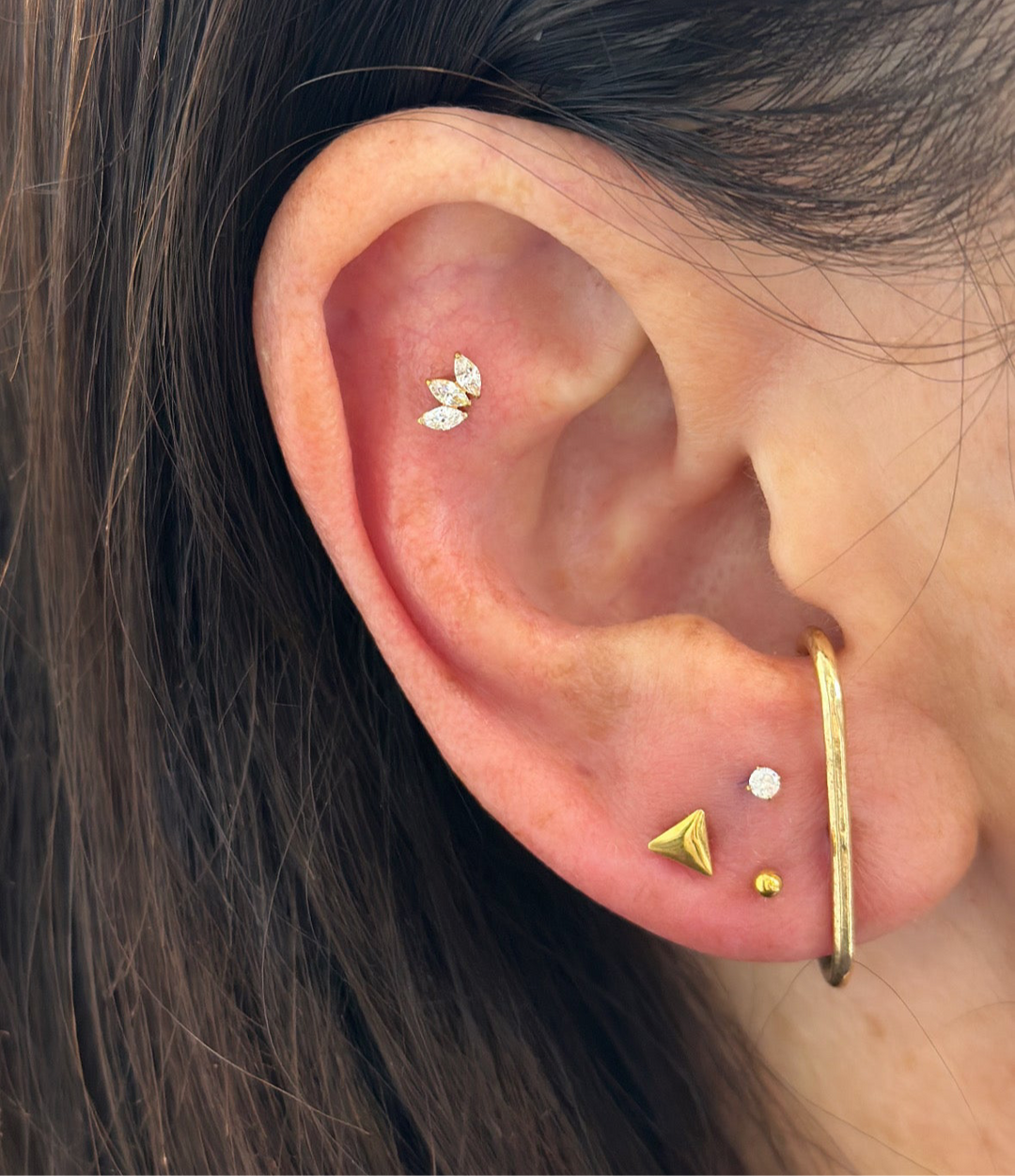 Dainty Triple Marquise Flat Back Stud