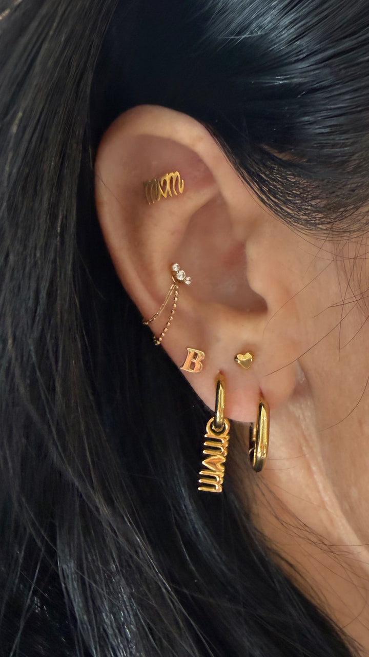 14kt Gold Initial Flat Back