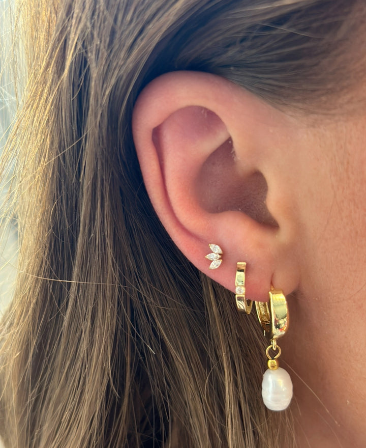 Dainty Triple Marquise Flat Back Stud