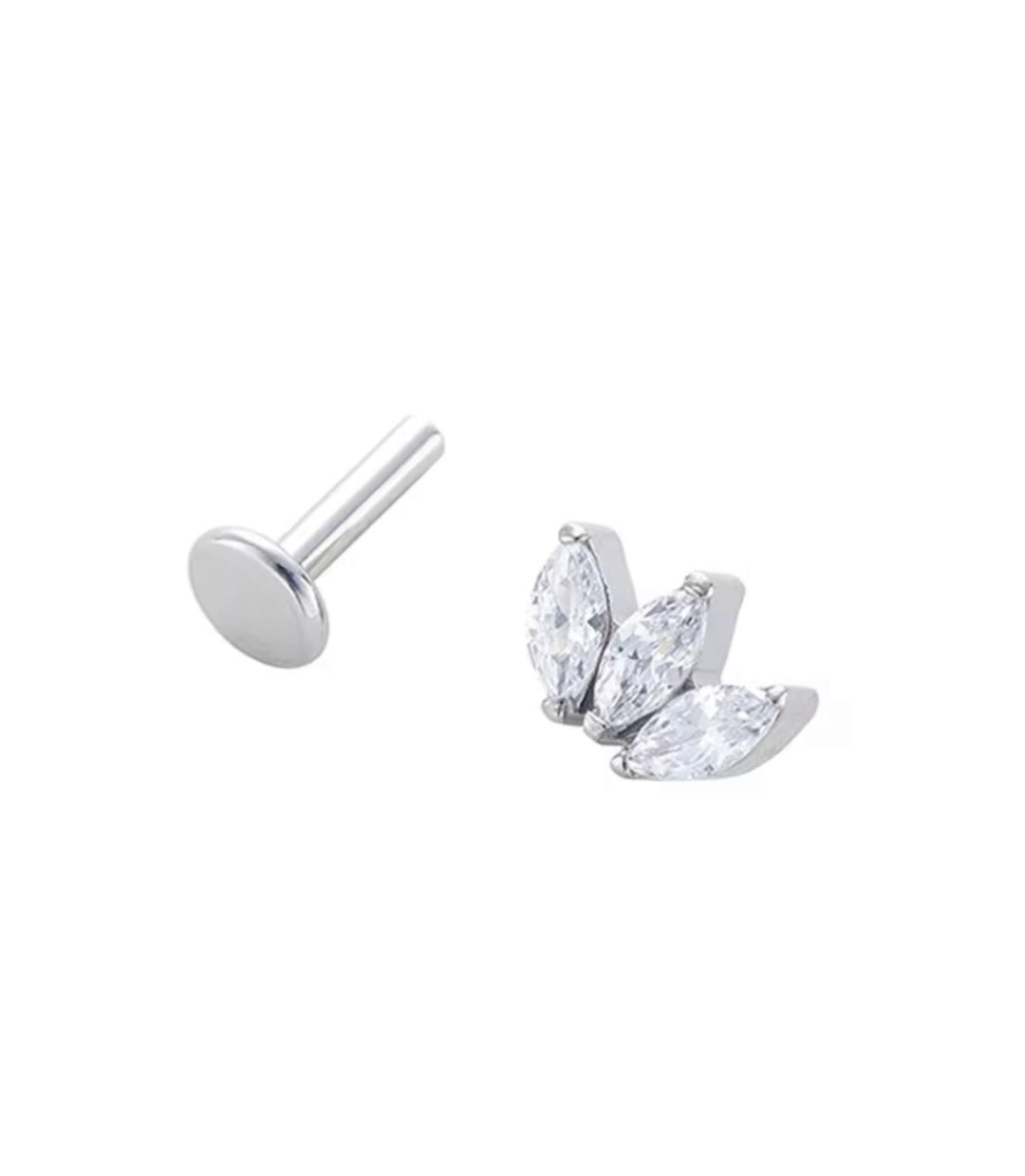 Dainty Triple Marquise Flat Back Stud