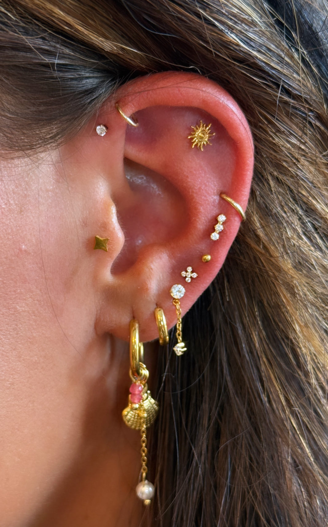 Double CZ Chain Flat Back Studs