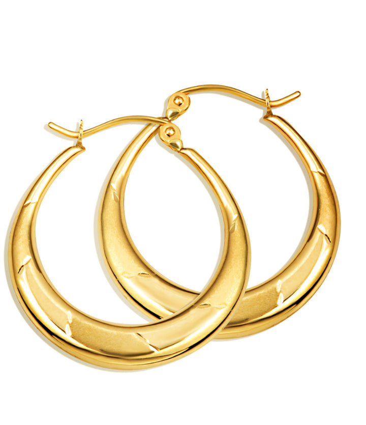 14k Gold Reversible cut Hoops