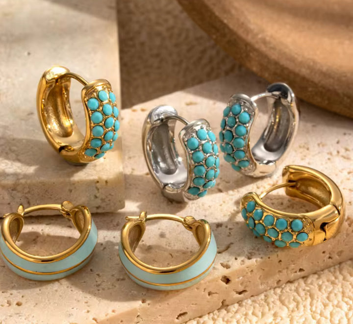 Chunky Turquoise Huggies