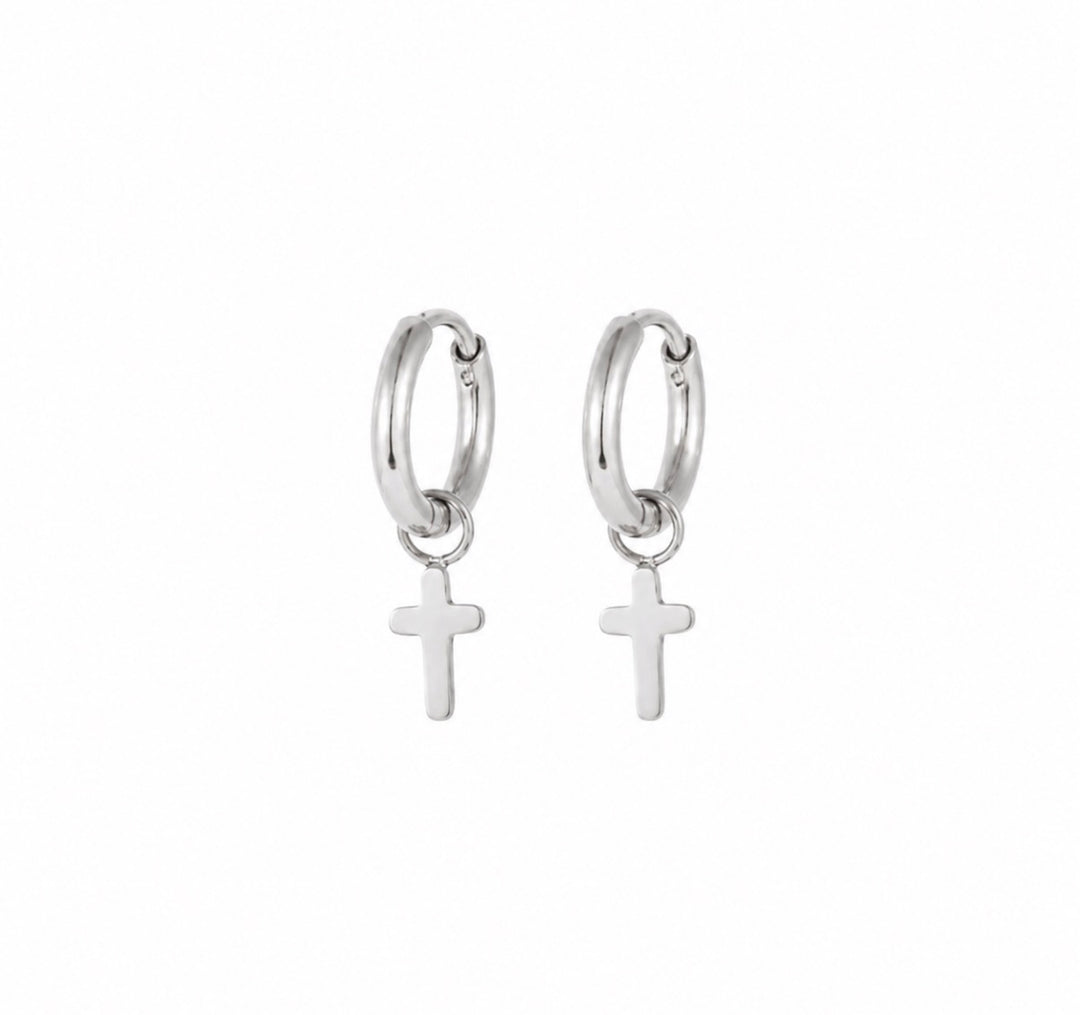 Cross Charm Huggies