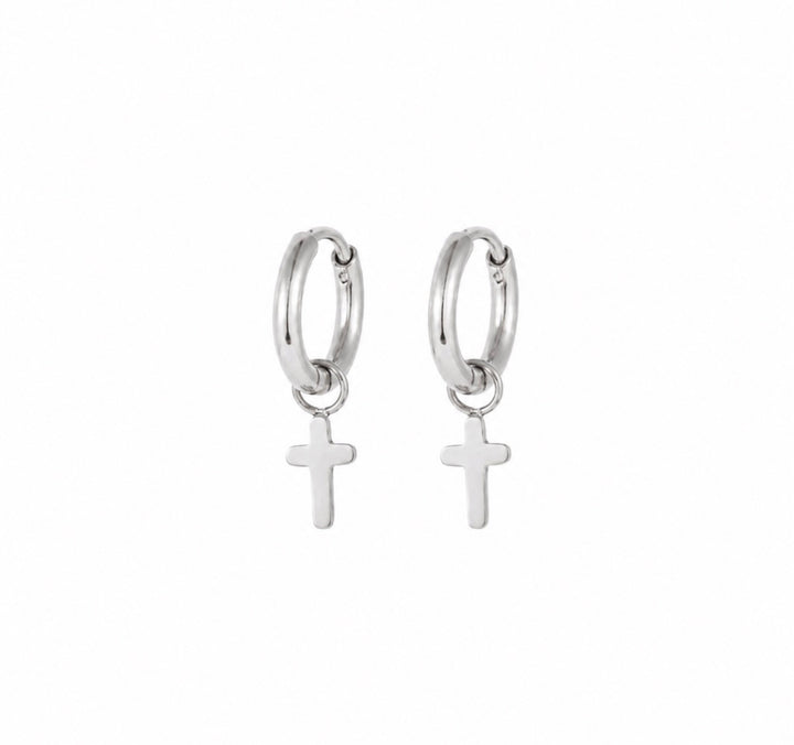 Cross Charm Huggies