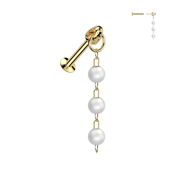 Triple Pearl Dangle Flat Back