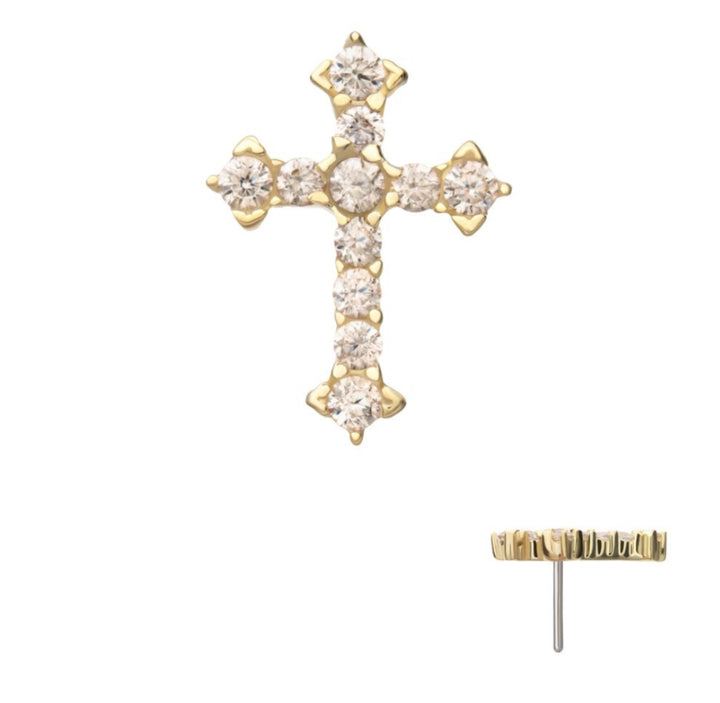 14k Yellow gold Cross Flat Back