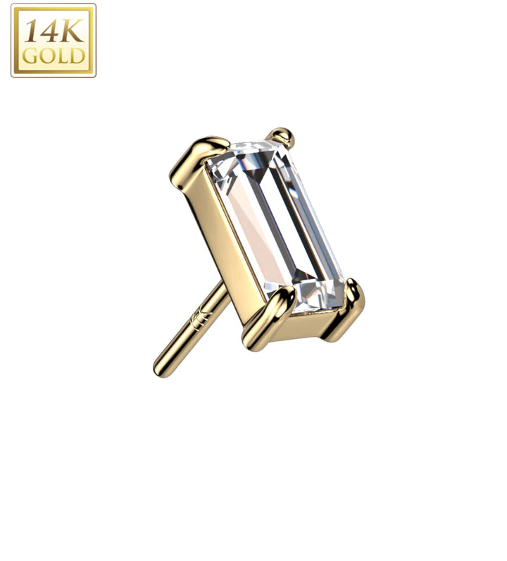 14kt Rectangle Flat Back