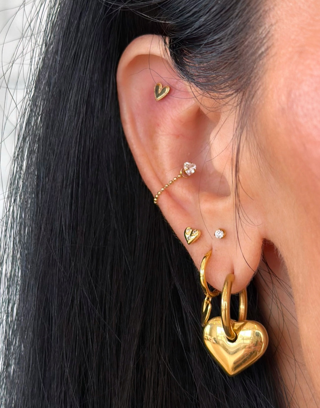 14K Gold Heart Flat Back