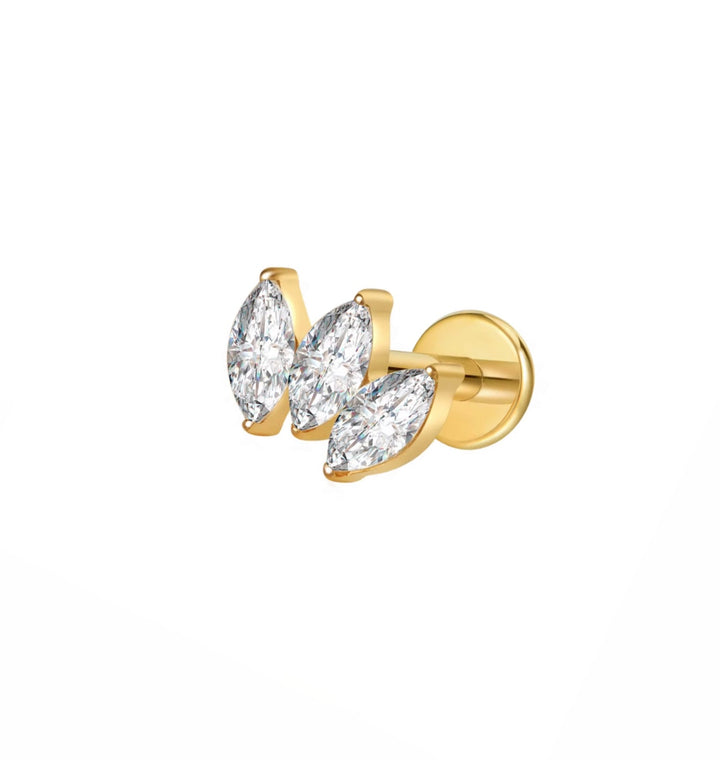 Dainty Triple Marquise Flat Back Stud
