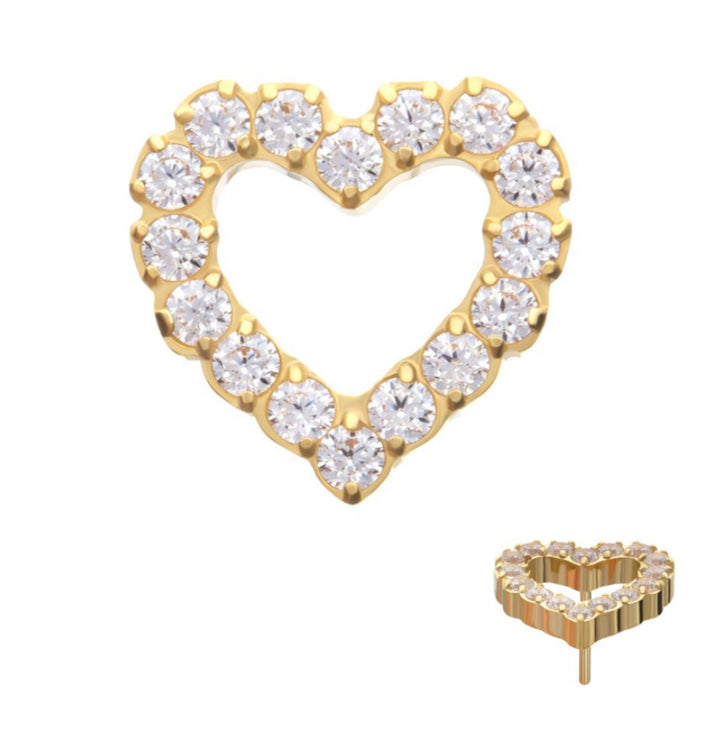 24kt Gold Pave CZ Heart Flat Back