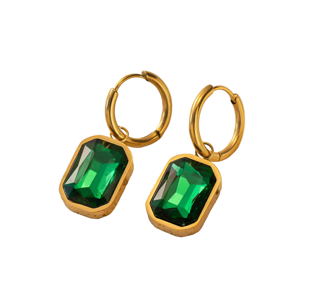 Emerald Charm Huggies
