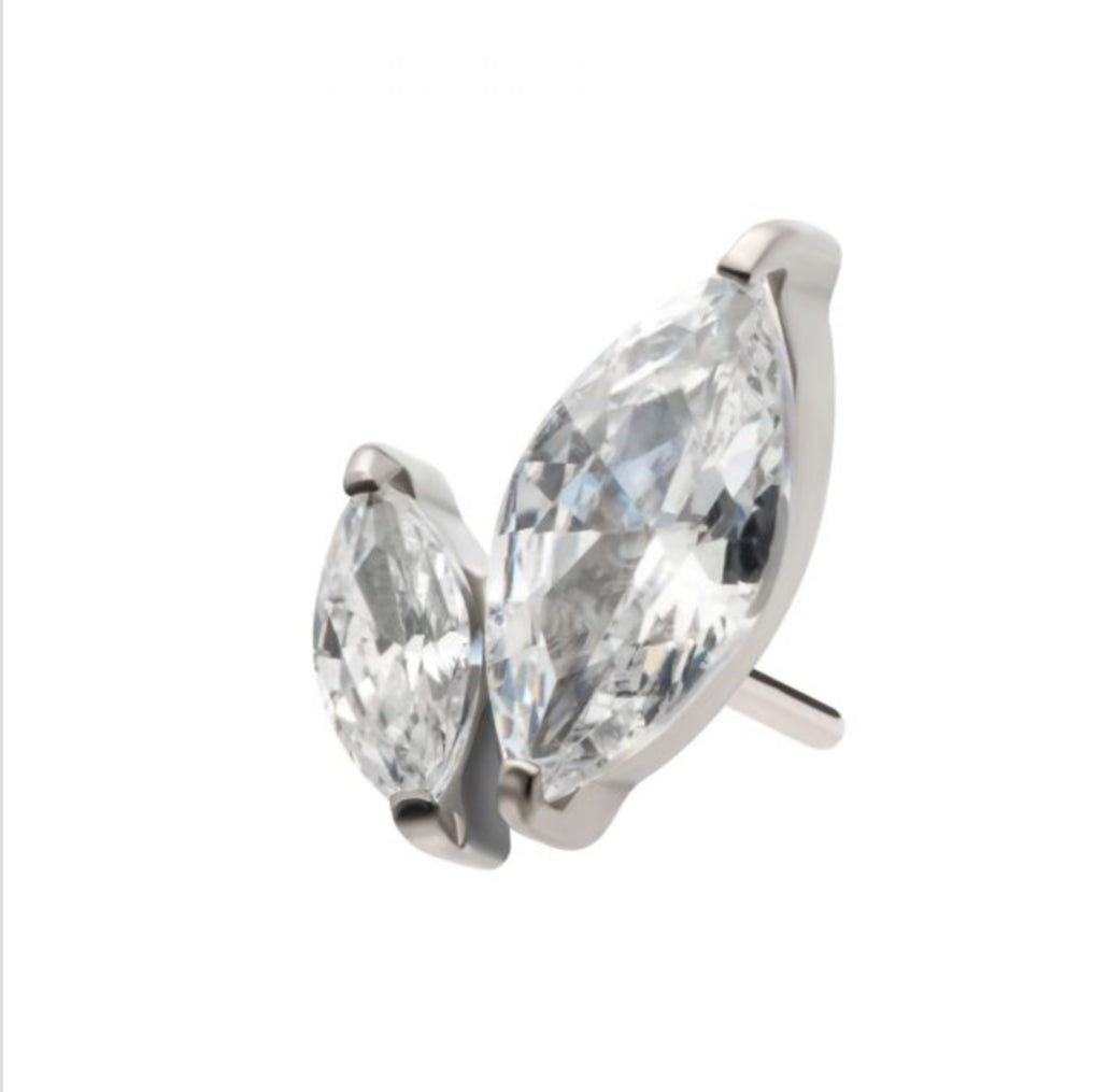 Titanium Double Marquise CZ Flat Back