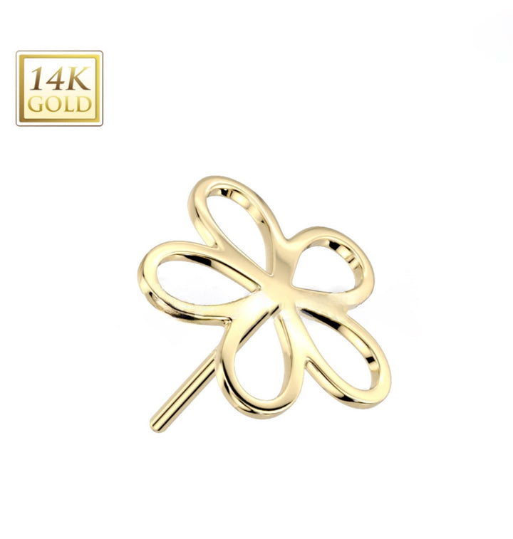 14kt Gold Hollow Flower Flat Back