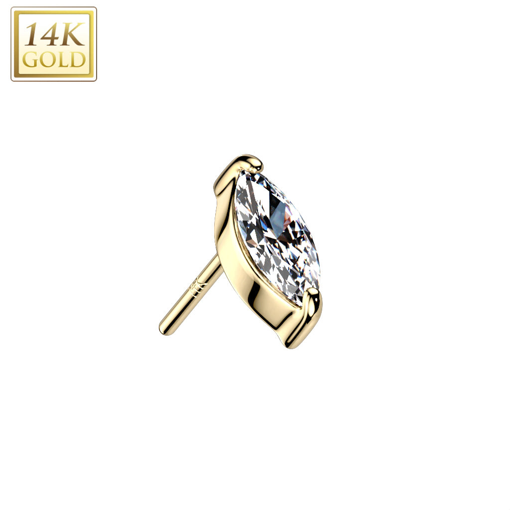 14Kt Gold Marquise CZ Flat Back