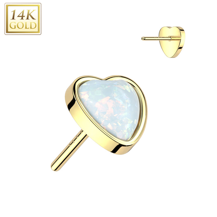 14Kt Opal Heart Flat Back