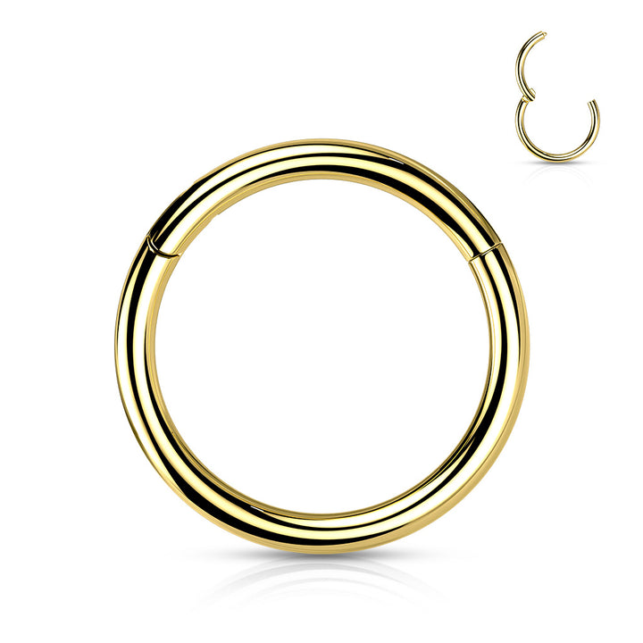 Titanium Gold PVD Hinged Clicker Hoop (ears/nose)